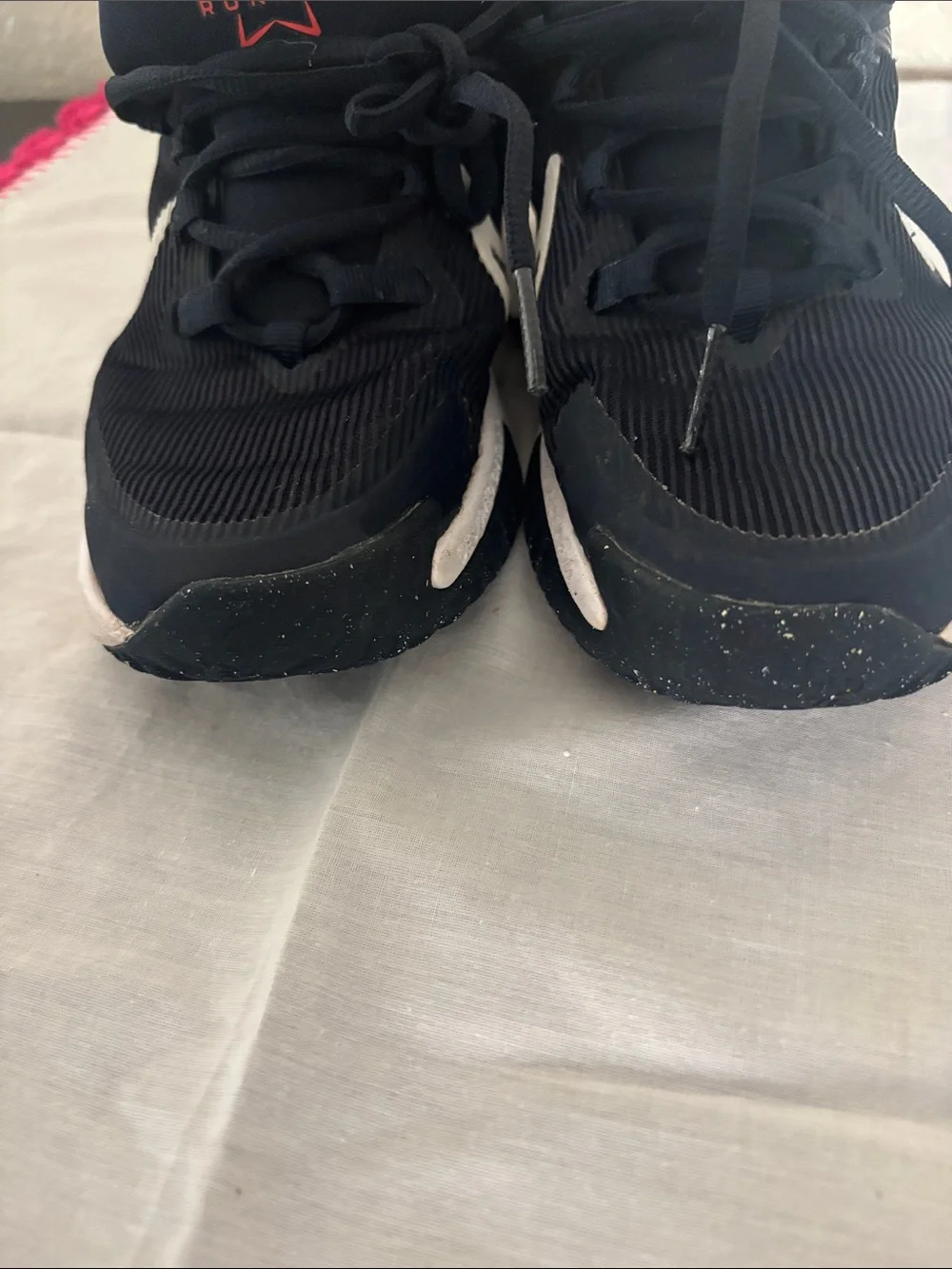 Nike Boys Sneakers in Black with White Swoosh and Red Accent
